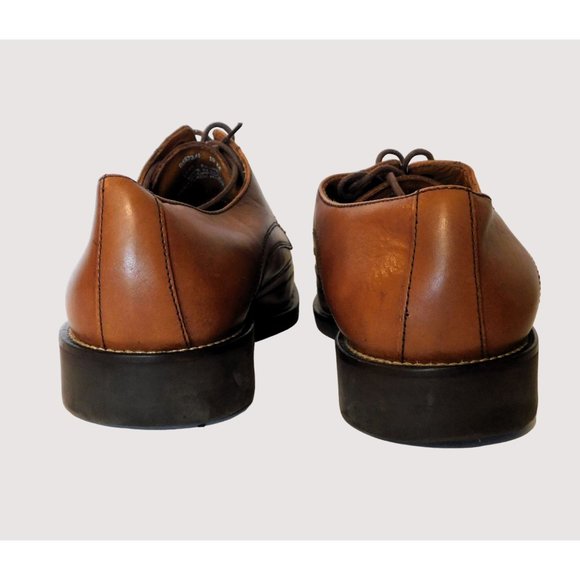 Bass Derby Style Round Full Wing Tip Toe Mens Size 10M Brown Leather Dress Shoes - Picture 4 of 13